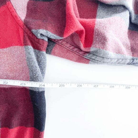 Eddie Bauer Mens Button Down Shirt Relaxed Fit  Plaid Red Black Large Tall - Picture 7 of 8